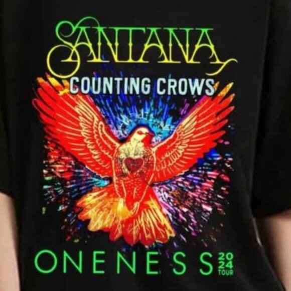 Carlos Santana And Counting Crows Oneness Tour 2024 Retro Concert Fan T-Shirt 05 - Picture 2 of 6